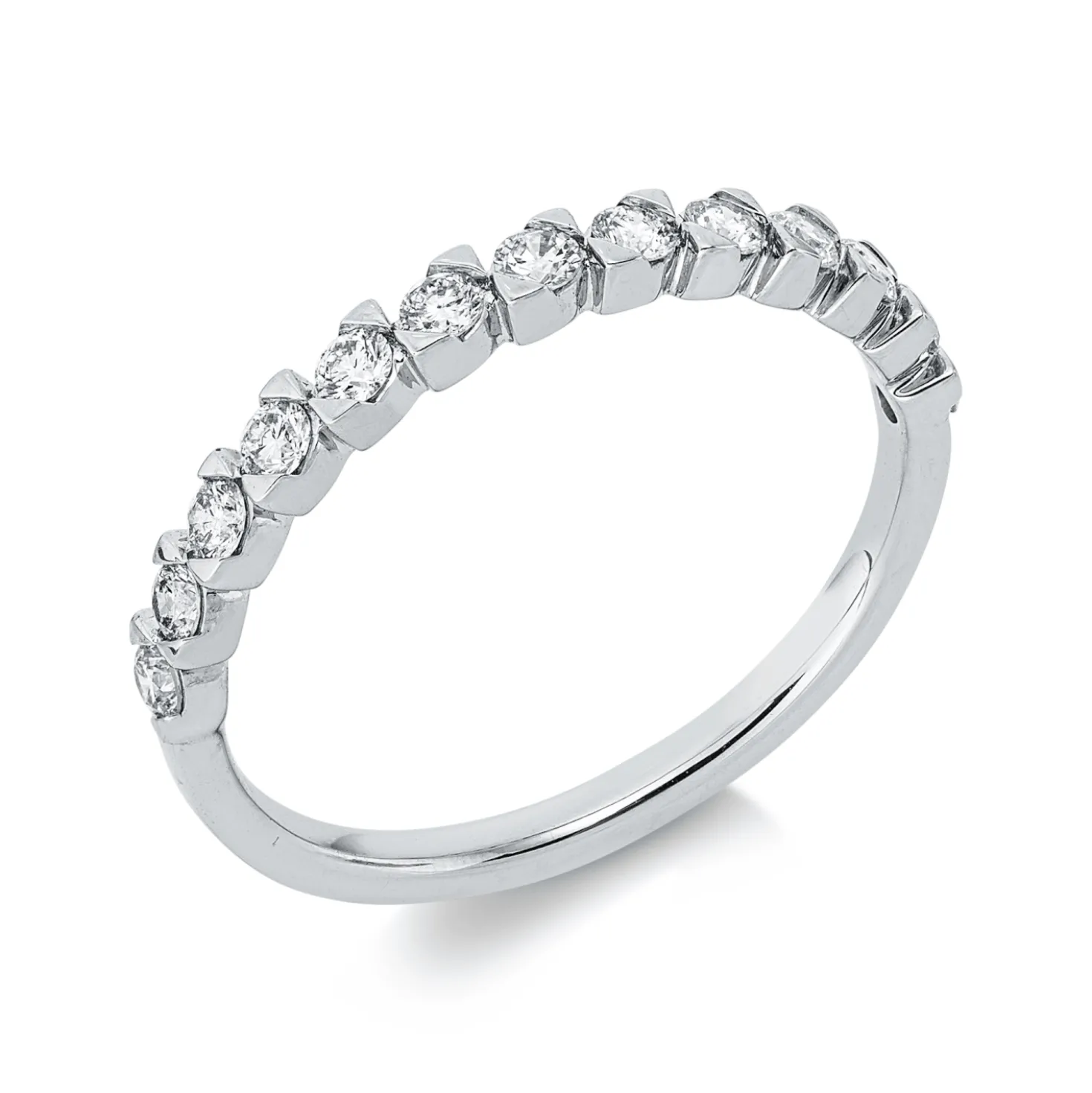 Halb-Memoire Ring aus 750 Weißgold 13 Brillanten 0,33ct TW-SI B:2,2mm