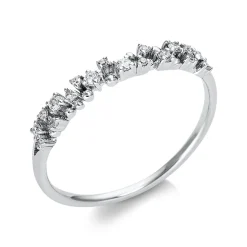 Halb-Memoire Ring aus 750 Weißgold 18 Brillanten 0,12ct TW-SI B:2,7mm