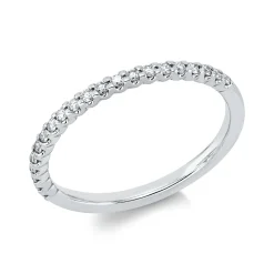 Halb-Memoire Ring aus 750 Weißgold 21 Brillanten 0,19ct TW-SI B:1,7mm