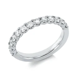 Halb-Memoire Ring aus 750 Weißgold 13 Brillanten 0,88ct TW-SI B:2,8mm