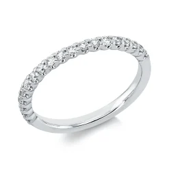 Halb-Memoire Ring aus 750 Weißgold 19 Brillanten 0,36ct TW-SI B:1,9mm