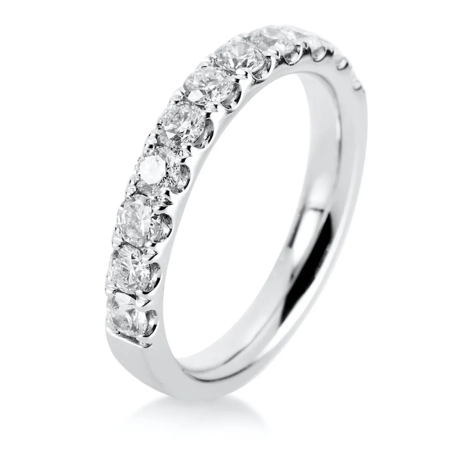 Halb-Memoire Ring aus 585 Weißgold 11 Brillanten 0,88ct TW-SI B:3,4mm