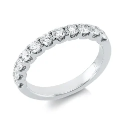 Halb-Memoire Ring aus 750 Weißgold 11 Brillanten 0,7ct TW-VSI/SI B:2,8mm