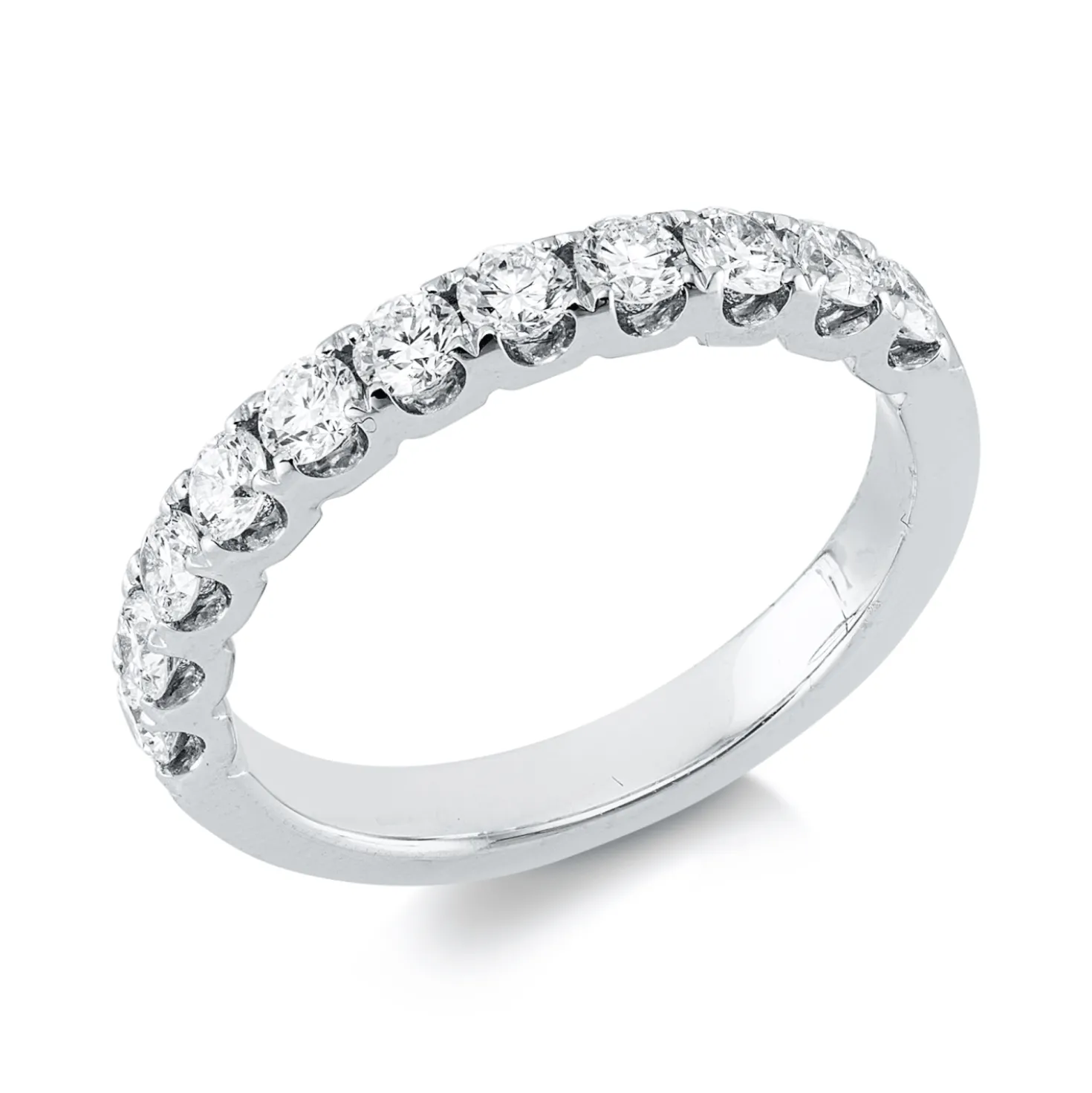 Halb-Memoire Ring aus 750 Weißgold 11 Brillanten 0,7ct TW-VSI/SI B:2,8mm