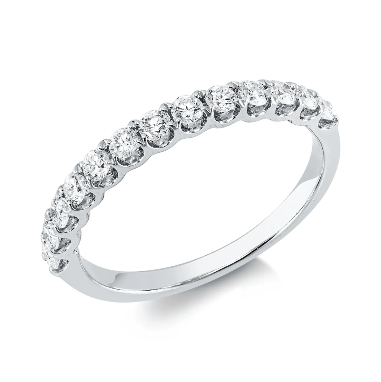 Halb-Memoire Ring aus 750 Weißgold 13 Brillanten 0,5ct TW-VSI/SI B:2,2mm