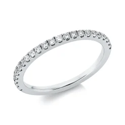 Halb-Memoire Ring aus 750 Weißgold 22 Diamanten 0,22ct TW-SI B:1,5mm