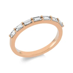 Halb-Memoire Ring 750 Rotgold 7 Diamanten Baguette-Schliff 0,52ct TW-VSI B:2,1mm
