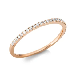 Halb-Memoire Ring schmal aus 750 Rotgold 26 Brillanten 0,13ct TW-SI B:1,2mm