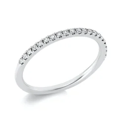 Halb-Memoire Ring schmal aus 750 Weißgold 21 Brillanten 0,2ct TW-SI B:1,8mm