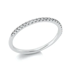 Halb-Memoire Ring schmal aus 585 Weißgold 23 Brillanten 0,15ct TW-SI B:1,7mm