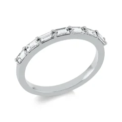 Halb-Memoire Ring 750 Weißgold 7 Diamanten Baguette-Schliff 0,52ct TW-VSI B:2,1mm