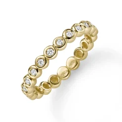 Halbmemory-Ring Damenring aus 585 Gold Gelbgold mit 11 Diamanten 0.15ct TW-SI