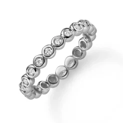 Halbmemory-Ring Damenring aus 585 Gold Weißgold mit 11 Diamanten 0.15ct TW-SI