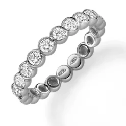 Halbmemory-Ring Damenring aus 585 Gold Weißgold mit 11 Diamanten 0.62ct TW-SI