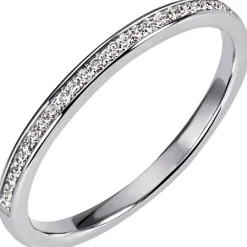 Halbmemory-Ring 585 Gold Weißgold 29 Diamanten Brillanten 0,11 Ct W/SI