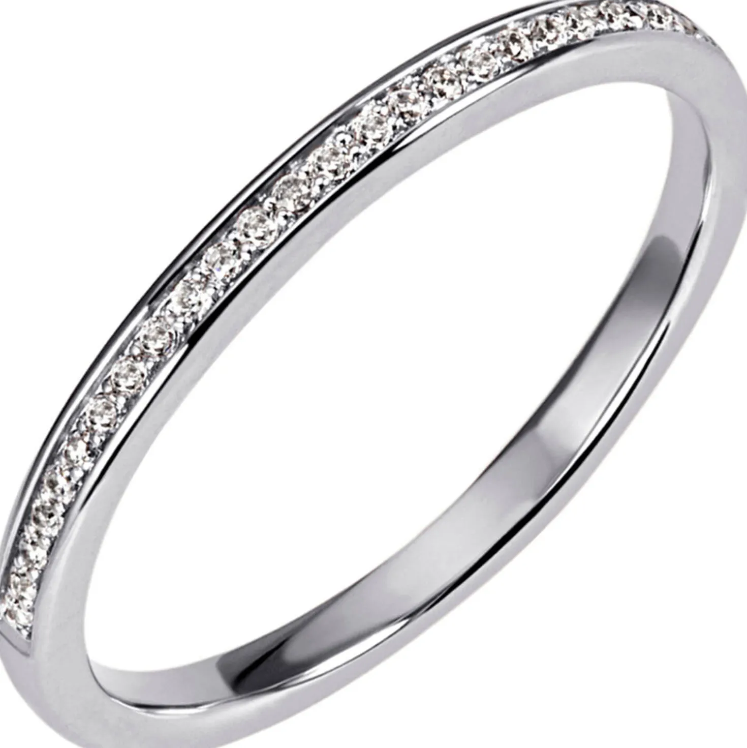 Halbmemory-Ring 585 Gold Weißgold 29 Diamanten Brillanten 0,11 Ct W/SI