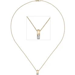 Halskette Collier Anhänger Brillant 0.05Ct W/P1 585 Gelbgold 43cm Goldcollier