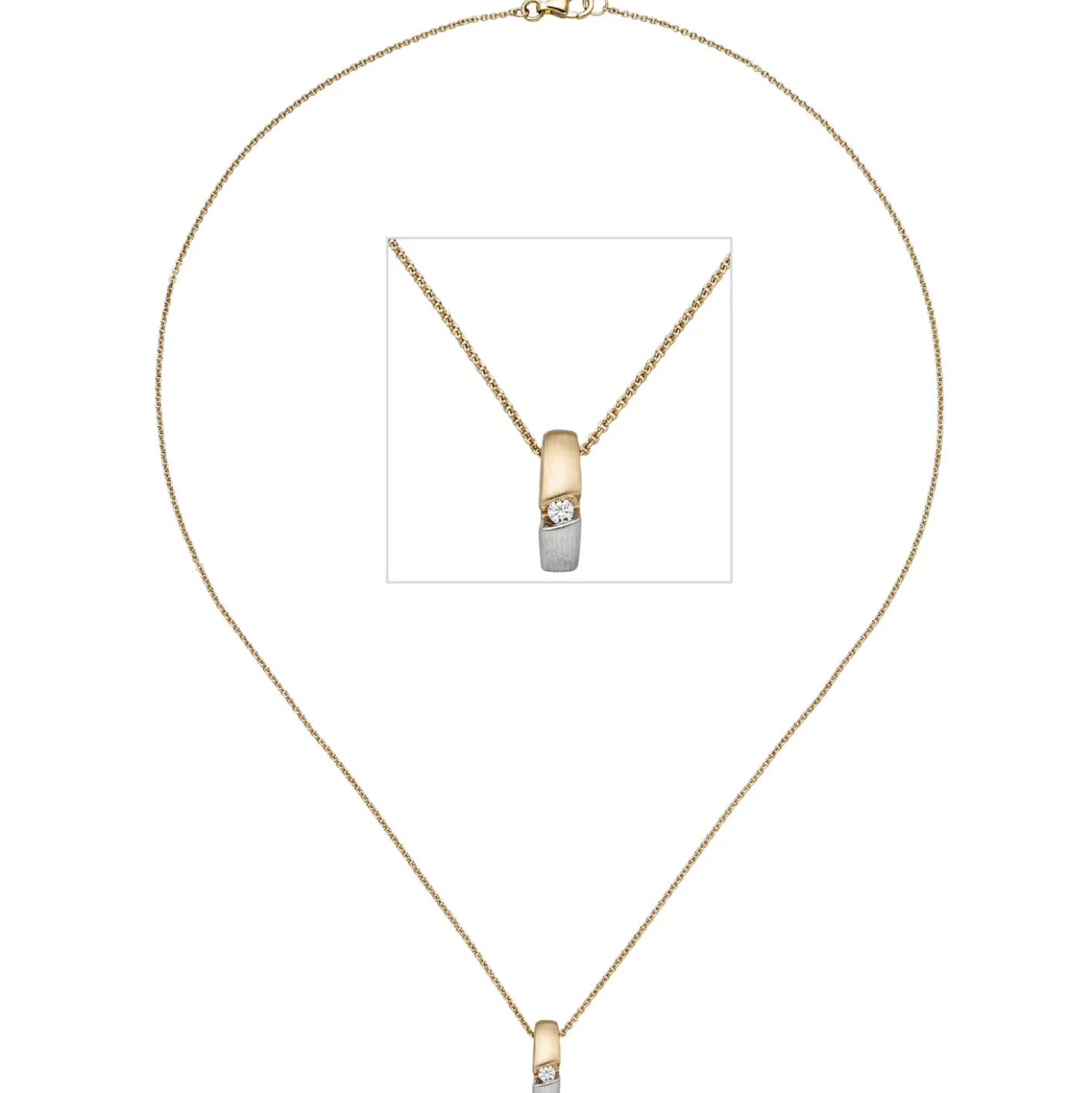 Halskette Collier Anhänger Brillant 0.05Ct W/P1 585 Gelbgold 43cm Goldcollier
