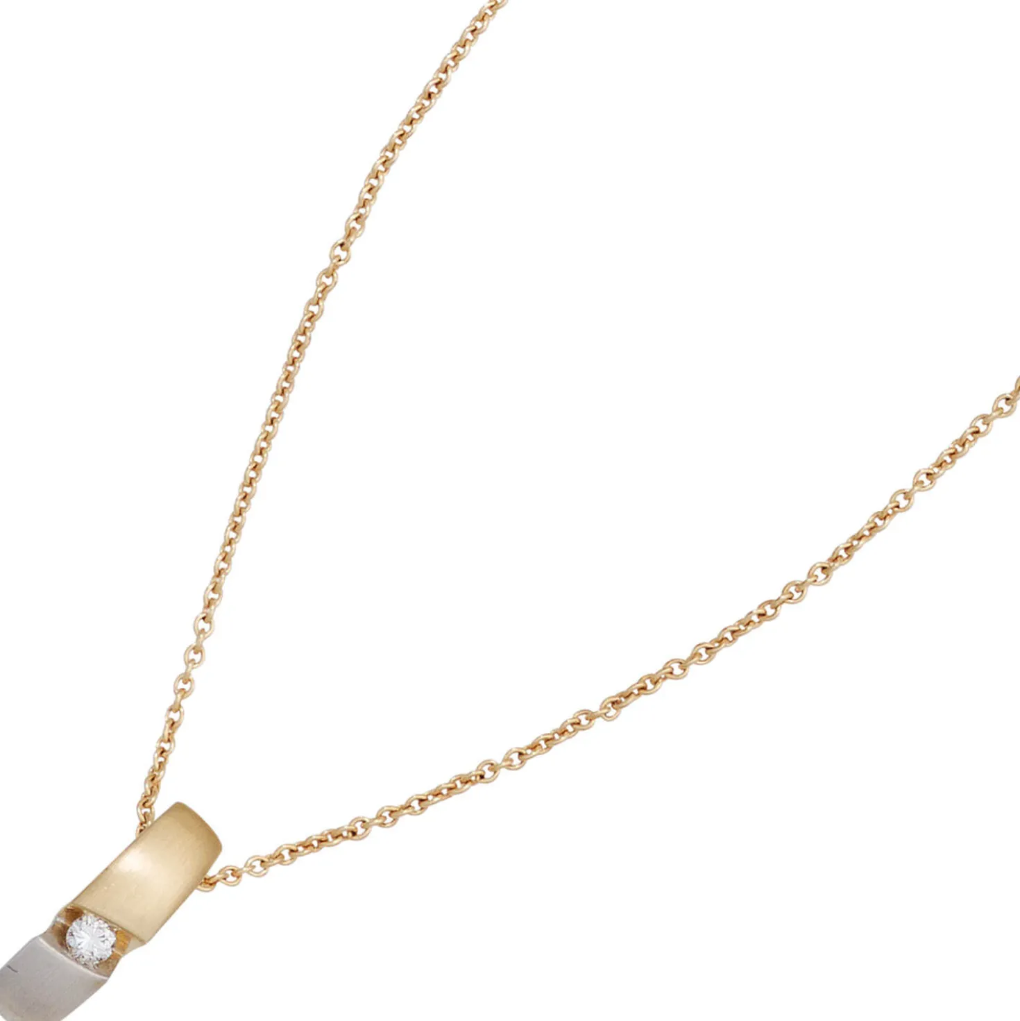 Halskette Collier Anhänger Brillant 0.05Ct W/P1 585 Gelbgold 43cm Goldcollier