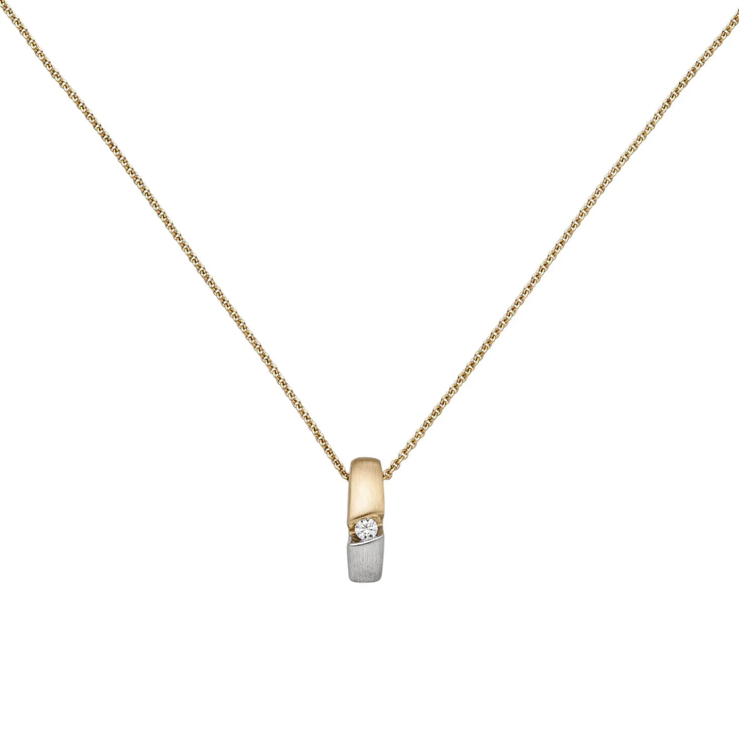 Halskette Collier Anhänger Brillant 0.05Ct W/P1 585 Gelbgold 43cm Goldcollier