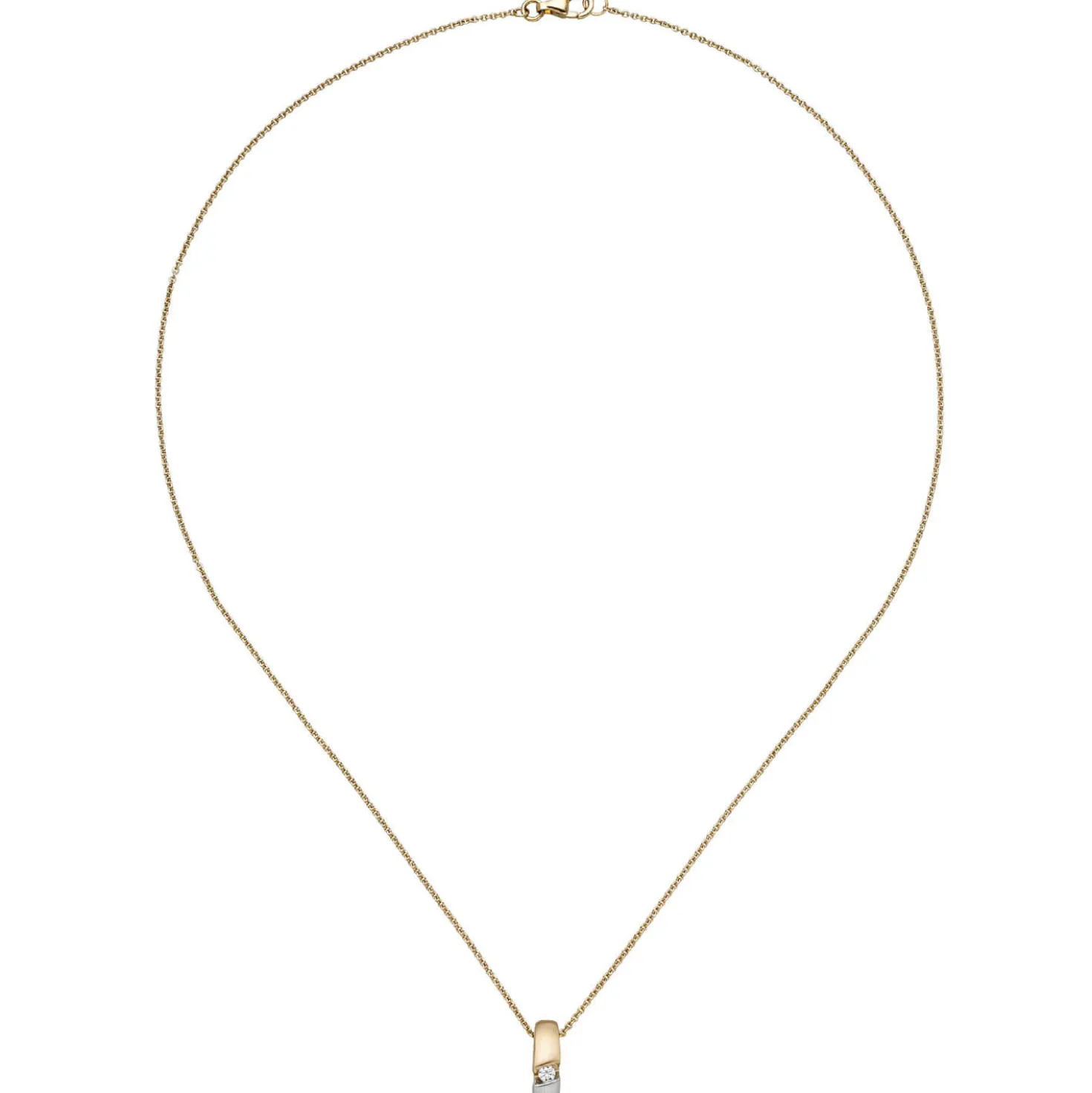 Halskette Collier Anhänger Brillant 0.05Ct W/P1 585 Gelbgold 43cm Goldcollier