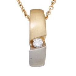 Halskette Collier Anhänger Brillant 0.05Ct W/P1 585 Gelbgold 43cm Goldcollier