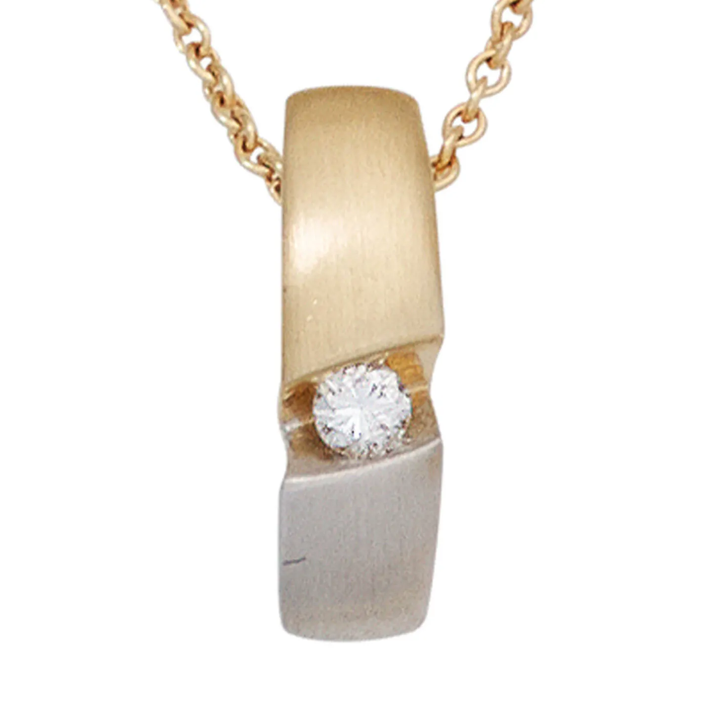 Halskette Collier Anhänger Brillant 0.05Ct W/P1 585 Gelbgold 43cm Goldcollier