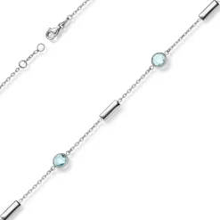 Halskette Collier Ankerkette aus 585 Gold Weißgold 2 Topase Blautopase 42-45cm