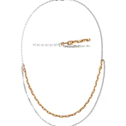 Halskette Collier Anker-Steg Kette 2-reihig 925 Silber bicolor rotvergoldet 45cm