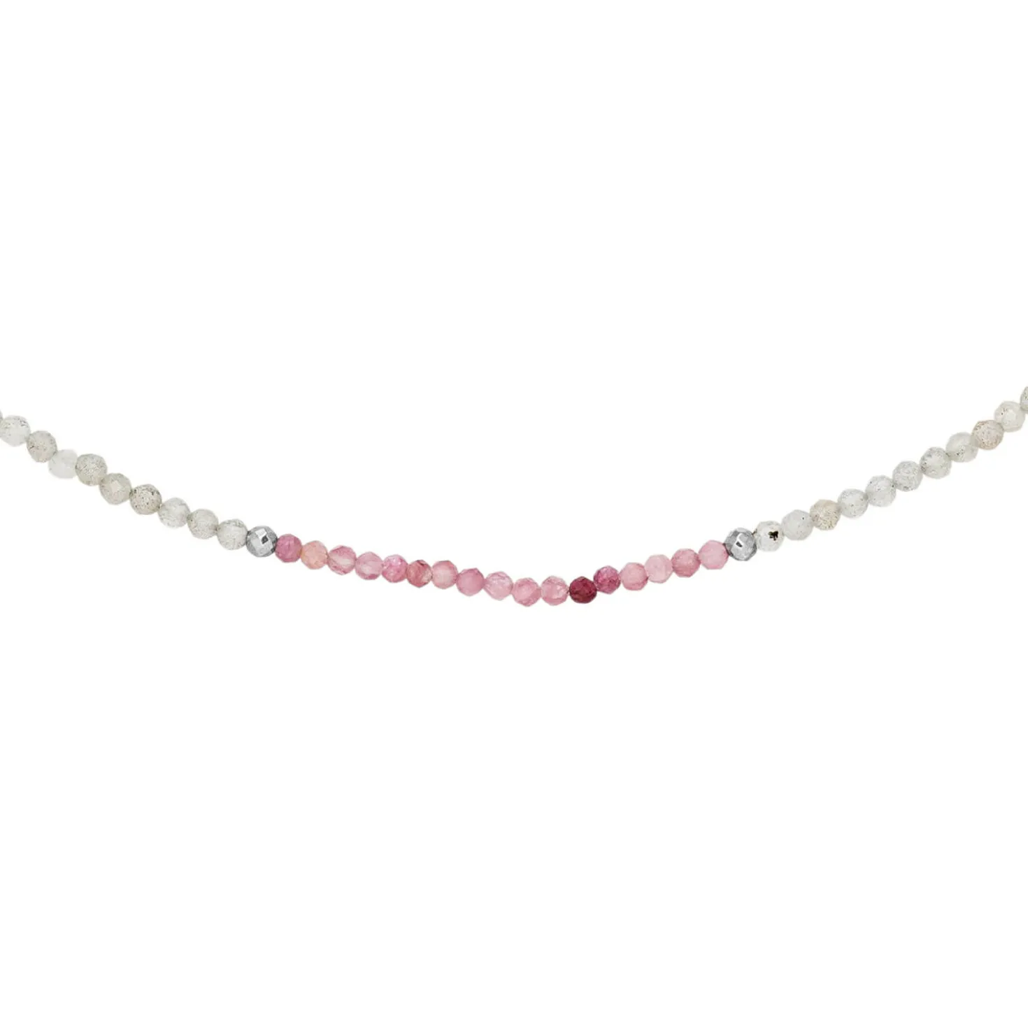 Halskette Collier aus Labradorit & Turmalin & Hämatin 45cm Edelsteinkette