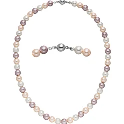 Halskette Collier aus Muschelkernperlen Ø 8mm Pastelltöne mehrfarbig 45cm