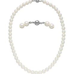 Halskette Collier aus Muschelkernperlen weiß Ø 8mm 45cm Halsschmuck klassisch