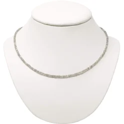 Halskette Collier Edelstein Labradorit Ø 3mm grau facettiert 925 Silber 48cm