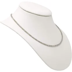 Halskette Collier Edelstein Labradorit Ø 3mm grau facettiert 925 Silber 48cm