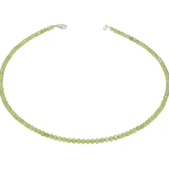 Halskette Collier Edelstein Peridot 4mm grün facettiert funkelnd 925 Silber 48cm