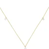 Halskette Collier 750 Gold Gelbgold mit 3 Diamanten 0,18 ct 42-45cm
