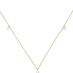 Halskette Collier 750 Gold Gelbgold mit 3 Diamanten 0,18 ct 42-45cm