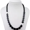 Halskette Collier im Verlauf aus Onyx schwarz 925 Silber rhodiniert Würfel 50cm
