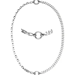 Halskette Collier Panzerkette & Ankerkette aus 925 Silber rhodiniert