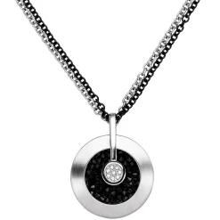 Halskette Collier 2-reihig Anhänger Edelstahl 8 Zirkonia Swarovski Elements 45cm