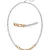 Halskette Collier 2-reihig aus 925 Silber bicolor teilrotvergoldet 42-47cm
