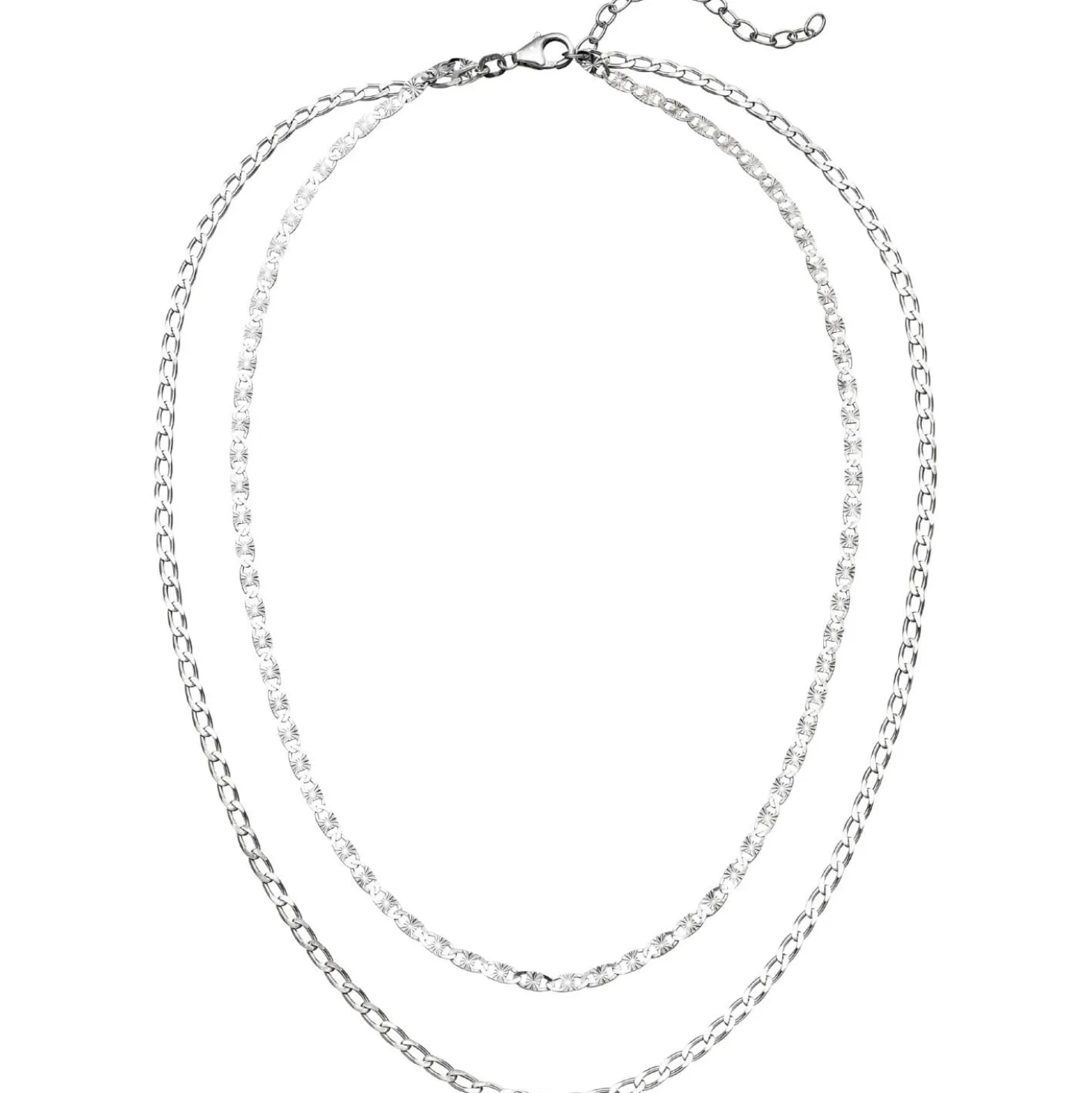 Halskette Collier 2-reihig aus 925 Silber Sterlingsilber rhodiniert 40-45cm