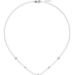 Halskette Collier Rundankerkette Kugeln & Herzen 925 Silber rhodiniert 42-45cm