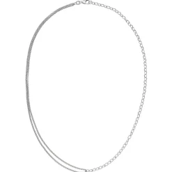 Halskette Kette Ankerkette & Erbskette 2-reihig aus 925 Silber rhodiniert 42cm