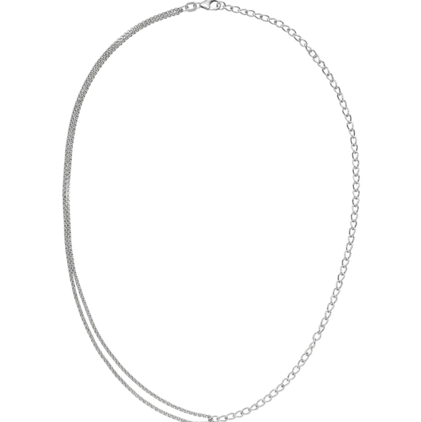 Halskette Kette Ankerkette & Erbskette 2-reihig aus 925 Silber rhodiniert 42cm