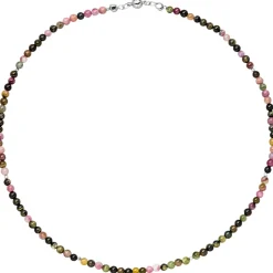 Halskette Kette aus Turmalin und Hämatin 45cm Edelsteinkette multicolor