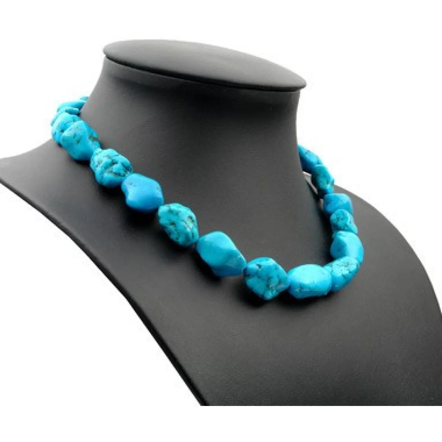 Halskette Kette Collier Türkis-Howlith 925 Silber Halsschmuck Natursteine 50cm