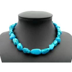 Halskette Kette Collier Türkis-Howlith 925 Silber Halsschmuck Natursteine 50cm