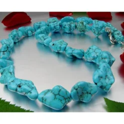Halskette Kette Collier Türkis-Howlith 925 Silber Halsschmuck Natursteine 50cm