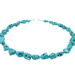 Halskette Kette Collier Türkis-Howlith 925 Silber Halsschmuck Natursteine 50cm